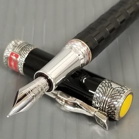 Montegrappa Ayrton Senna da Silva fountain pen: sterling silver & black checkered resin w/ 18k gold
