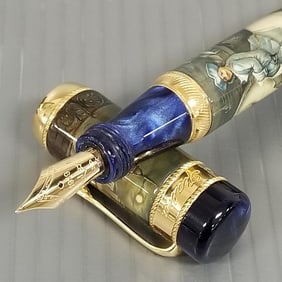 Ancora Italia 1919 Peter the Great fountain pen: marbled blue resin w/ 18k gold nib, #29/88 w/ 1 box