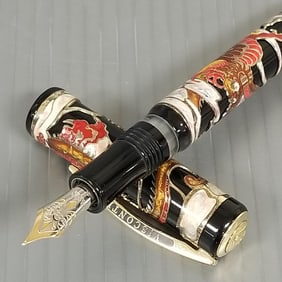 Visconti The Dragon 2012 fountain pen: silver vermeil, enamel, black resin w/ 23k gold & palladium
