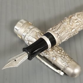 Stipula Pens Plus Holocaust fountain pen: sterling silver w/ 14k gold nib, #011/100 w/ 1 box