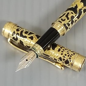 Hero 50th Anniversary (1949-1999) fountain pen: gold-tone dragon overlay w/ 14K gold nib, #1031, w/