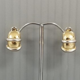 Pair 14k two-color gold earrings: 4.1g, 3/8"W x 5/8"L