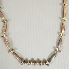 Southwest sterling silver bead necklace on chain: 30.0g, 31"L