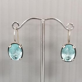 Silpada sterling silver & blue glass pierced earrings: 1" total length