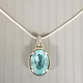 Silpada sterling silver & blue glass pendant necklace: 1" total length pendant, 18" chain