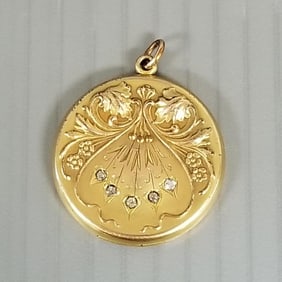 Antique RBM Atrice gold filled locket: 1 1/8" diam