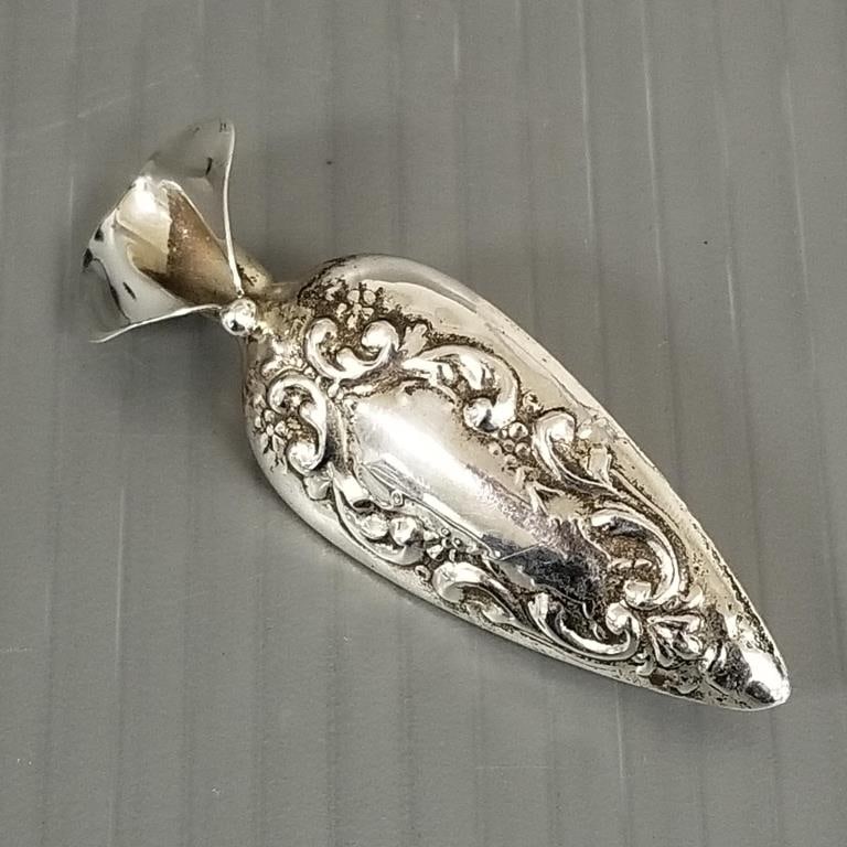 Signed REO sterling silver posy flower holder pin: 2 5/8" (1 of 9)