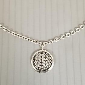 Lois Hill designer sterling silver pendant necklace - 3/4" pendant, 18" chain