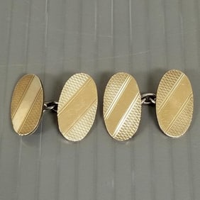Vintage 9k gold on silver cufflinks marked S&P - 10.3 grams, 3/4"