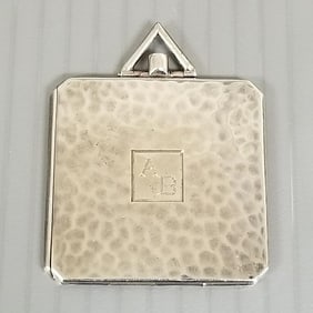 Antique EJB Co sterling silver locket w/ hammered texture, monogrammed AB - 22 grams, 2" total