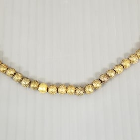 14k gold textured bead on chain necklace - 19.4gr, approx. 6mm beads, 18 1/2"L