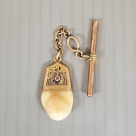 10k rose gold B.P.O.E. elk's tooth fob charm - 8.3 grams, 3" total length