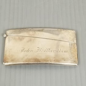 Antique sterling silver hinged calling card case dated 1915 - 40 grams, 1 3/4" x 3 1/4"