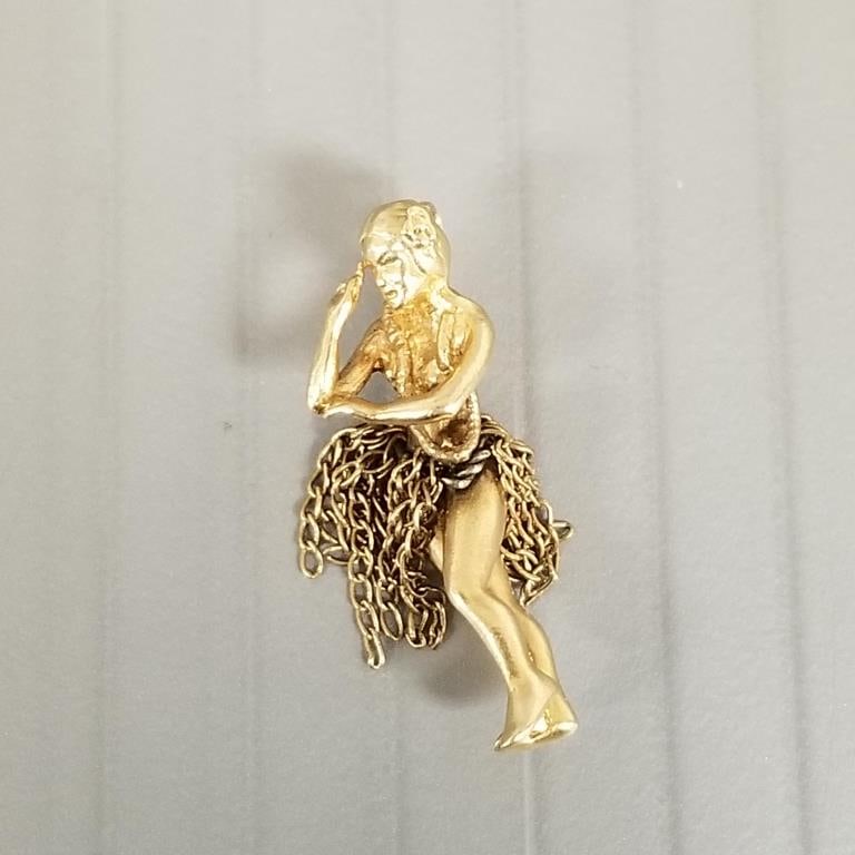 Tested 14k gold hula girl pendant - 2.8 grams, 7/8"L (1 of 6)