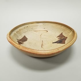 Warren Mackenzie decorated bowl - not stamped - 4 1/2"T 15 1/4"W 15 1/2"D