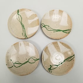 4 Warren Mackenzie signed decorated plates (minor nick to one lip) 1 1/2"H 7 1/4"W