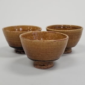 3 Warren Mackenzie signed bowls 3"H 4 3/4"D