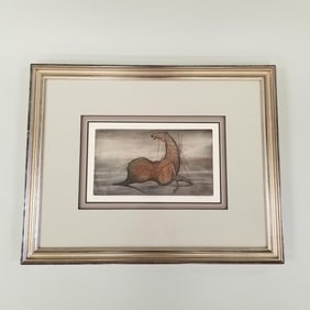 P. Buckley Moss signed & numbered #2/99 etching "Tempest" 1988 - framed 24"W 19"H O.D.