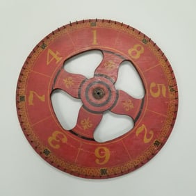 Early wooden double sided gaming wheel only 29"Dia 2 3/4"D