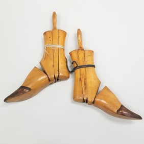Pair of early wooden boot lasts 13"H 9 1/2"W 2 3/4"W