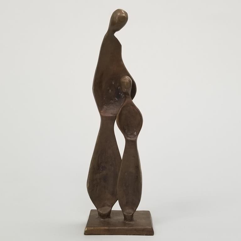 Bronze figural sculpture-unsigned Boris Kramer ?- 11 3/4"H 3 3/4"W 2 1/4"D: Bronze figural sculpture-unsigned Boris Kramer ?- 11 3/4"H 3 3/4"W 2 1/4"D