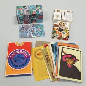 3 mid-century modern games, etc. items: Charles Eames House of Cards, Linweave Tarot cards, Lambert