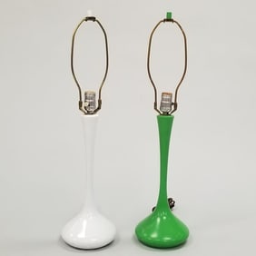 2 Laurel lamps (some paint loss) 18"H 6 1/2"D