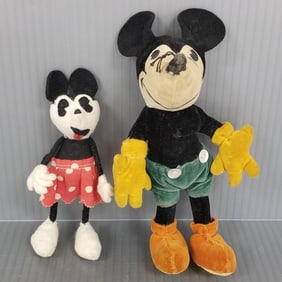 Vintage Steiff Mickey Mouse-no tag- & vintage felt Minnie Mouse-maker unknown (Mickey as
