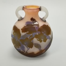 Galle signed large bulbous vase 12"H 9"W 5"D