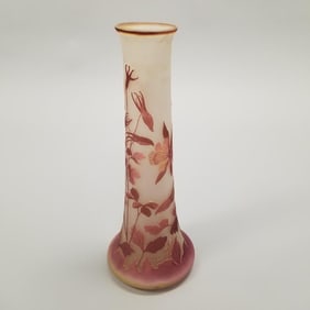 Galle monumental vase with cyclamens design 18 1/2"H 7 1/4"W