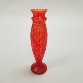 Legras decorated art glass vase - 13 1/2"H 4"W