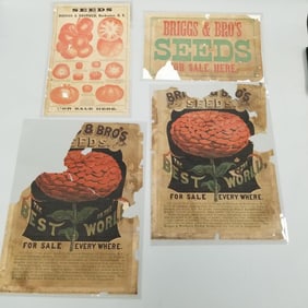 Group 19th century paper seed advertisements (as seen-condition issues) 22 3/4"H 16 3/4"W largest