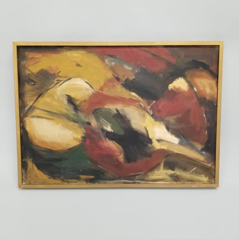 Walter Quirt, attribution, framed oil painting on canvas unsigned- 29 1/4"H 49 1/8"W 1 1/2"D (1 of 5)