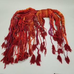 Unique mid-century wall weaving: hangs 78"L 60"W 6"D