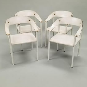 Set 4 Artelano(Attribution) Italian leather armchairs (unsigned leather shows some  ) 31"H 22"W 21"D