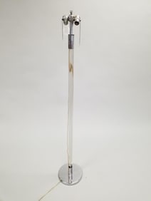 Eglo mid-century modern chrome & glass floor lamp- 59 1/2"H 10"diameter (not including shade) pull