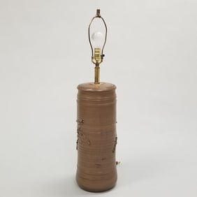 Bob Kinzie Affiliated Craftsmen mid-century pottery table lamp- 28"H (without harp) 8" diameter