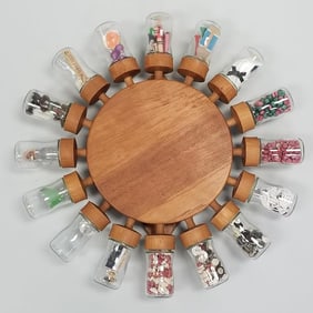 Teak Digsmed spice rack / wheel- 20"W 3 1/2"D