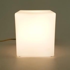 Laurel frosted glass cube table lamp- 7 /14"H 6 1/4"W 6 1/4"D