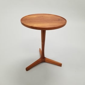 Hans Andersen Danish signed teak occasional table (minor stains to top) 18"H 14 1/2"D