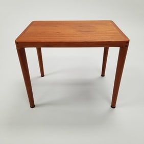 Danish teak unsigned rectangle occasional table (stains to top) 16"H 19 1/2"W 14"D