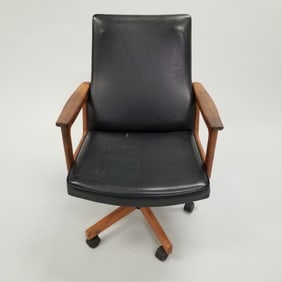 Erik Kirkegaard for Hong Stolefabrik rosewood office chair on wheels- 36"H 25 1/2"W 31"D