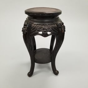Chinese carved stand (as seen some separations, warp, etc.) 23"H 17"D