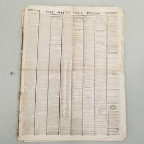 Bound The Saint Paul Press 1865 assorted dates (binding as seen-maybe incomplete) 24 3/4"H 19 1/2"W