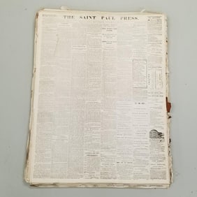 Group The Saint Paul Daily Press 1864 newspapers assorted dates (binding as seen) 24 1/2"H 19 1/2"W