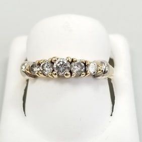 14K gold band set with 5 natural diamonds 0.50 tcw; 3.4 grams, size 6 1/4