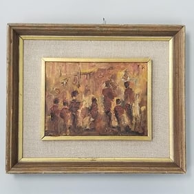 F.R. (Fanny Rabel) attribution framed oil painting on board- 12 1/4"H 14 5/8"W 1 1/2"D O.D.
