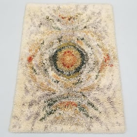 Vintage Rya style hooked rug / wall hanging- 42"H 60"L