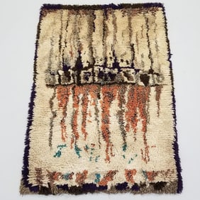 Vintage Rya style hooked rug / wall hanging- 42"H 60"L