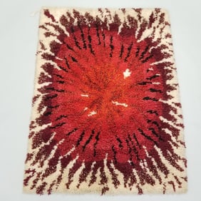 Vintage Rya style hooked rug / wall hanging- 43"H 58"L